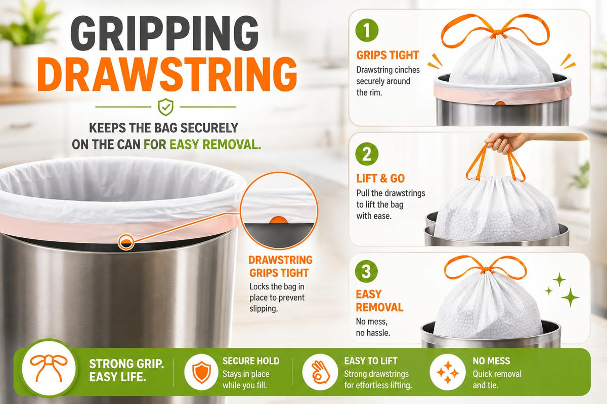 13 Gallon Fresh Scent Drawstring Trash Bags Y396