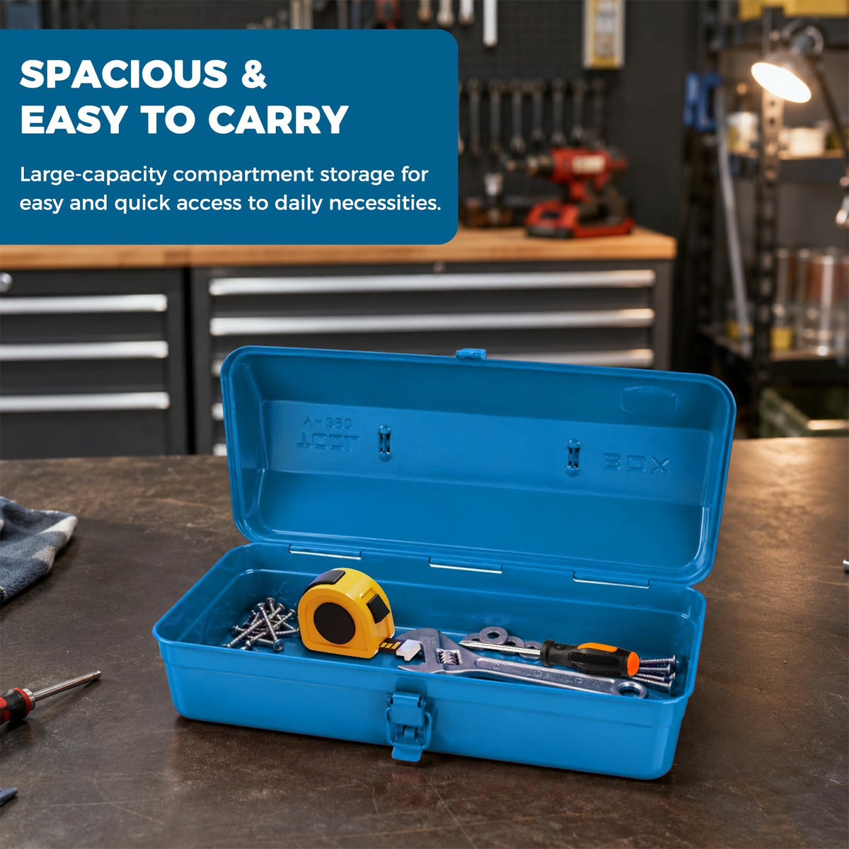 14.6" Metal Tool Box with Lock M13630