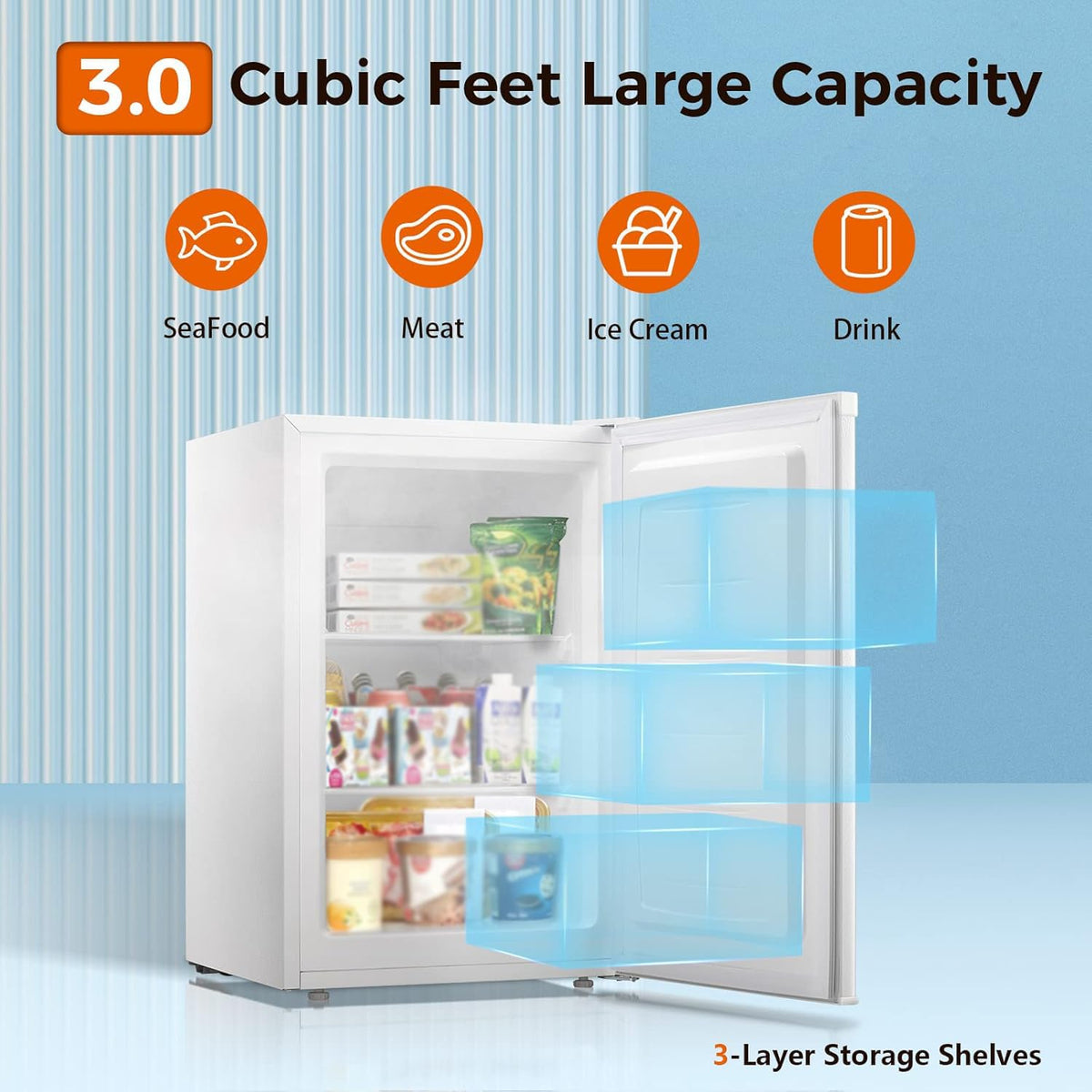 White 3.0 Cu.ft Upright Freezer N56381
