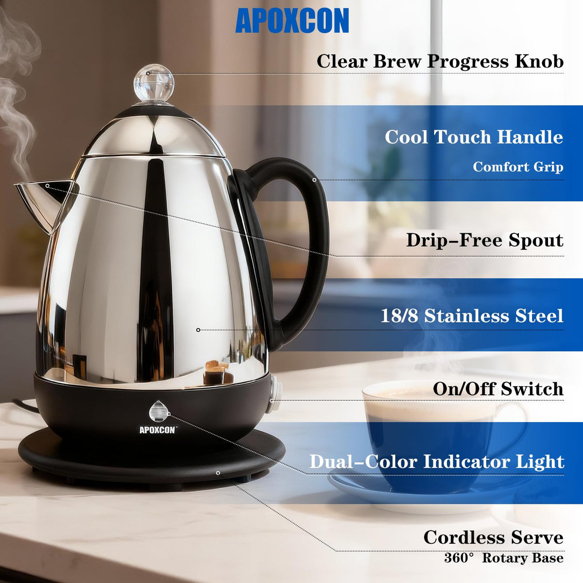 Electric Stainless Steel Coffee Percolator 10 Cup T70506