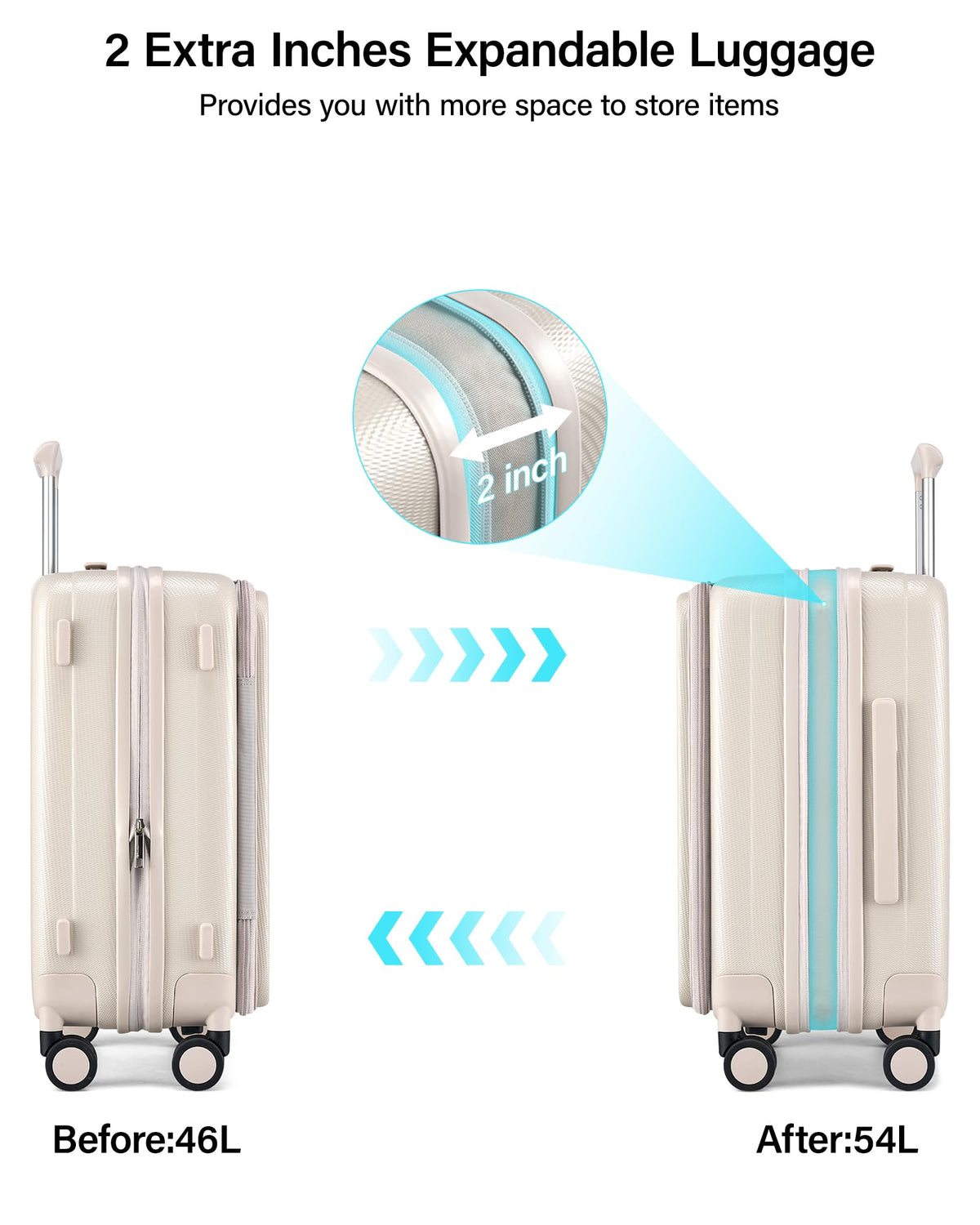 20 Inch Expandable Carry On Hard Shell Suitcase with Wheels G8981