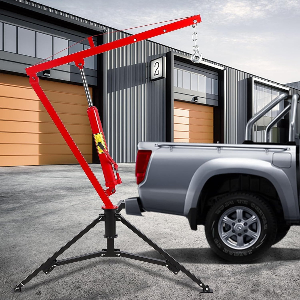 1000 LBS Hydraulic Truck Crane with 3 Adjustable Booms H5527