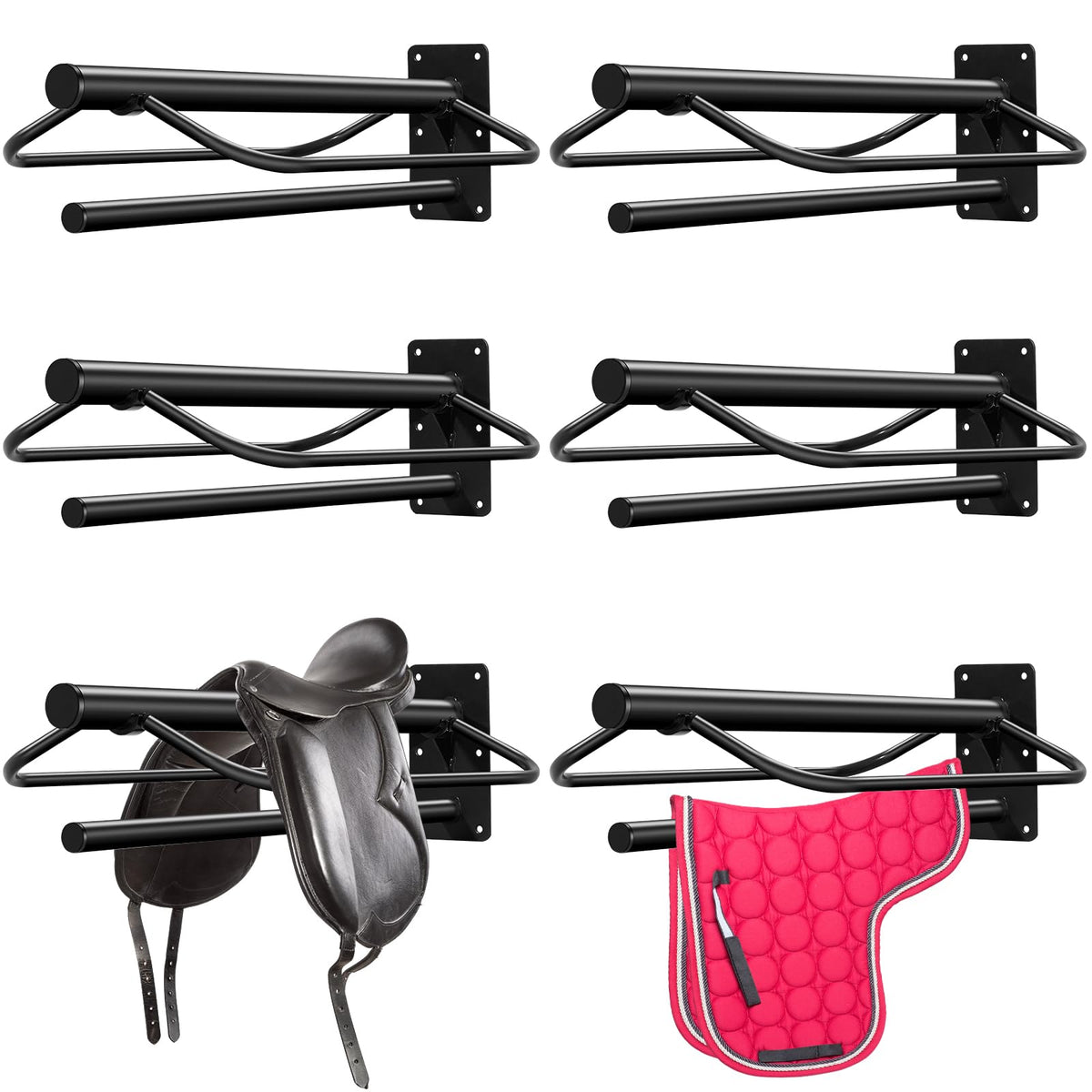 6 Pcs Wall Mount Saddle Rack with Pad Bar Z620