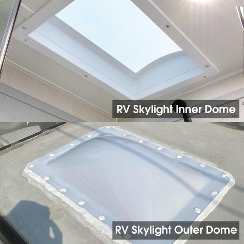 18" x 26" RV Shower Skylight Cover Outer Dome with Inner Dome and Sealant, White C610