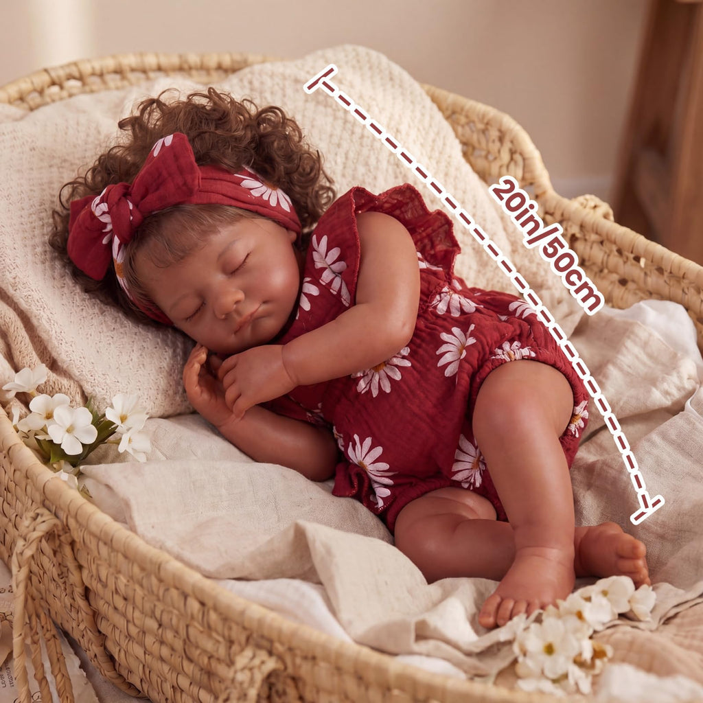 20 Inch Reborn Baby Dolls Black Girl with Accessories Set W994