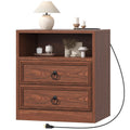 21.7" Wide Cherry Wood Nightstand with 2 Drawers L341377