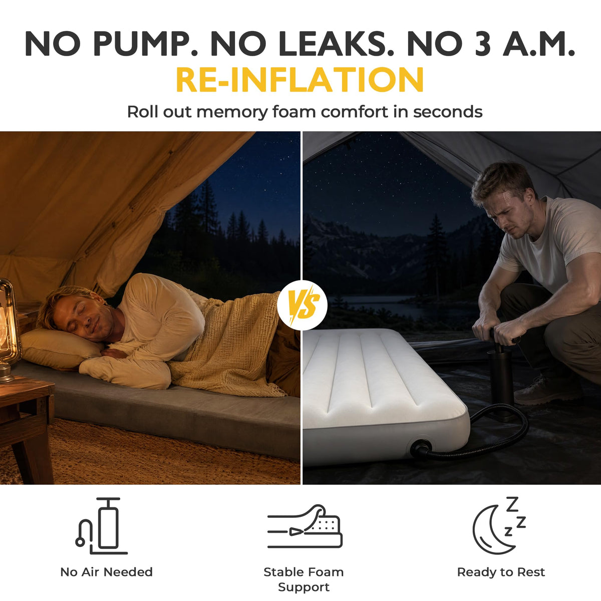 3 Inch Memory Foam Camping Mattress Pad I140
