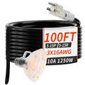 100 FT 16/3 Outdoor Extension Cord with Multiple Outlets Black V825109