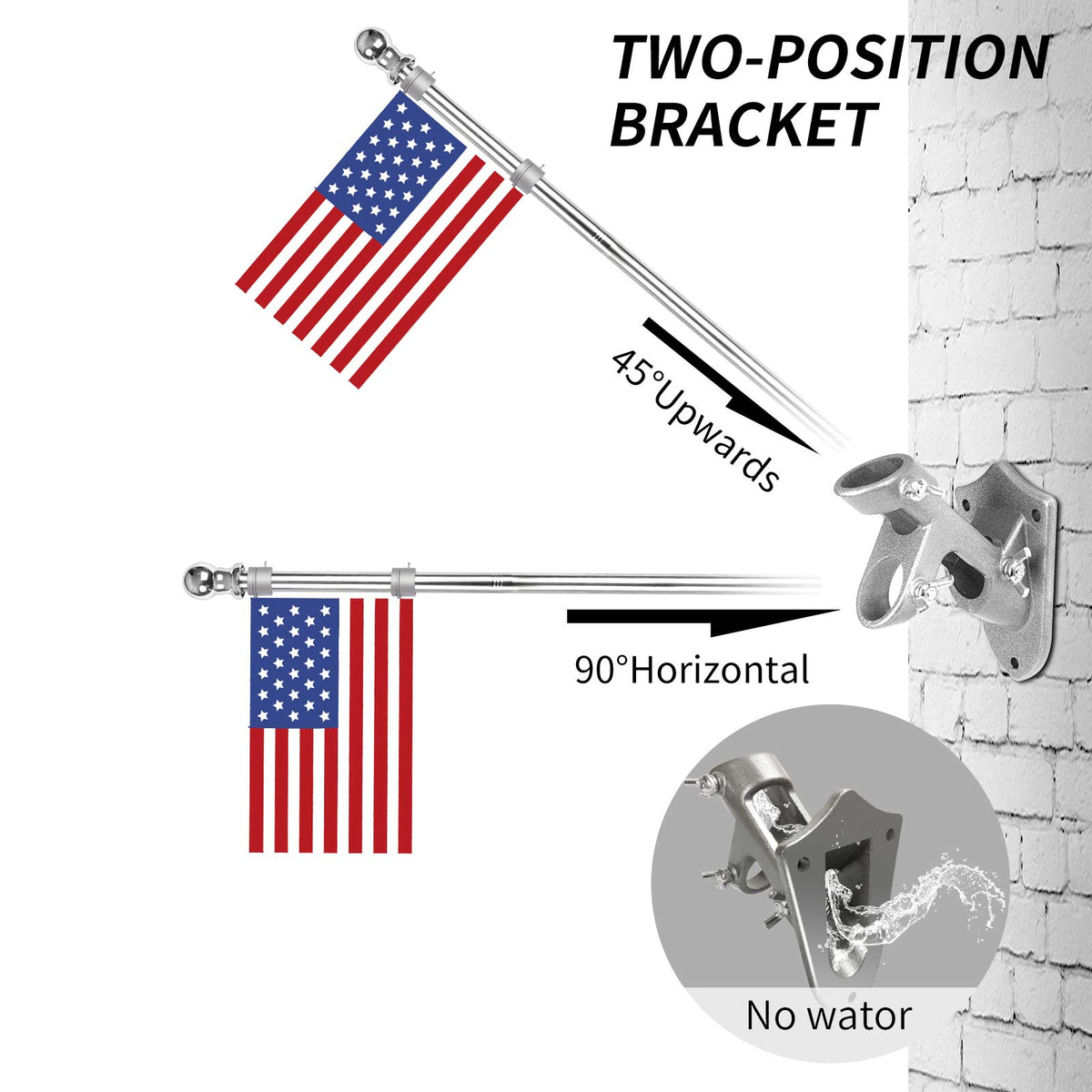 6 Ft Stainless Steel Flag Pole Kit with 3x5 Ft Nylon Flag Q999991