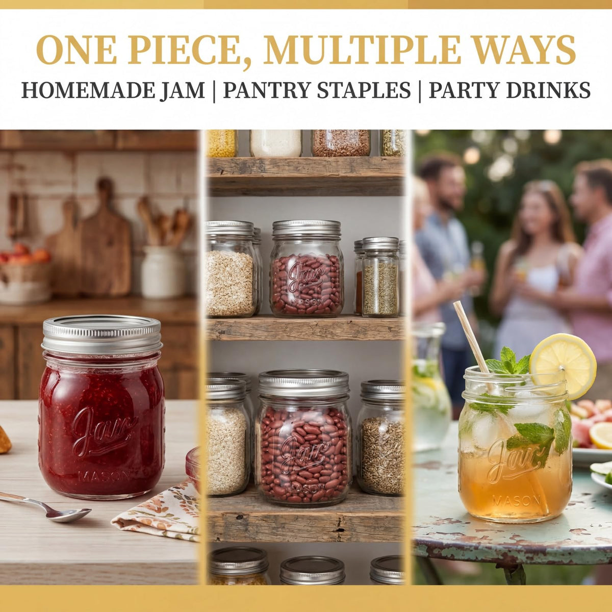 12 Pack 16 Oz Wide Mouth Glass Mason Jars Q145