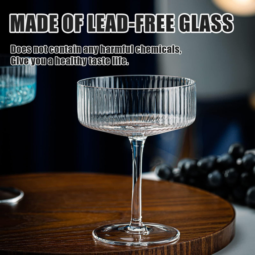 Set of 6 Ribbed Coupe Cocktail Glasses K98548