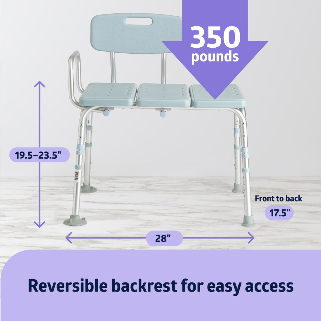 Light Blue Adjustable Tub Transfer Bench and Shower Chair 350 lb. Weight Capacity N10240