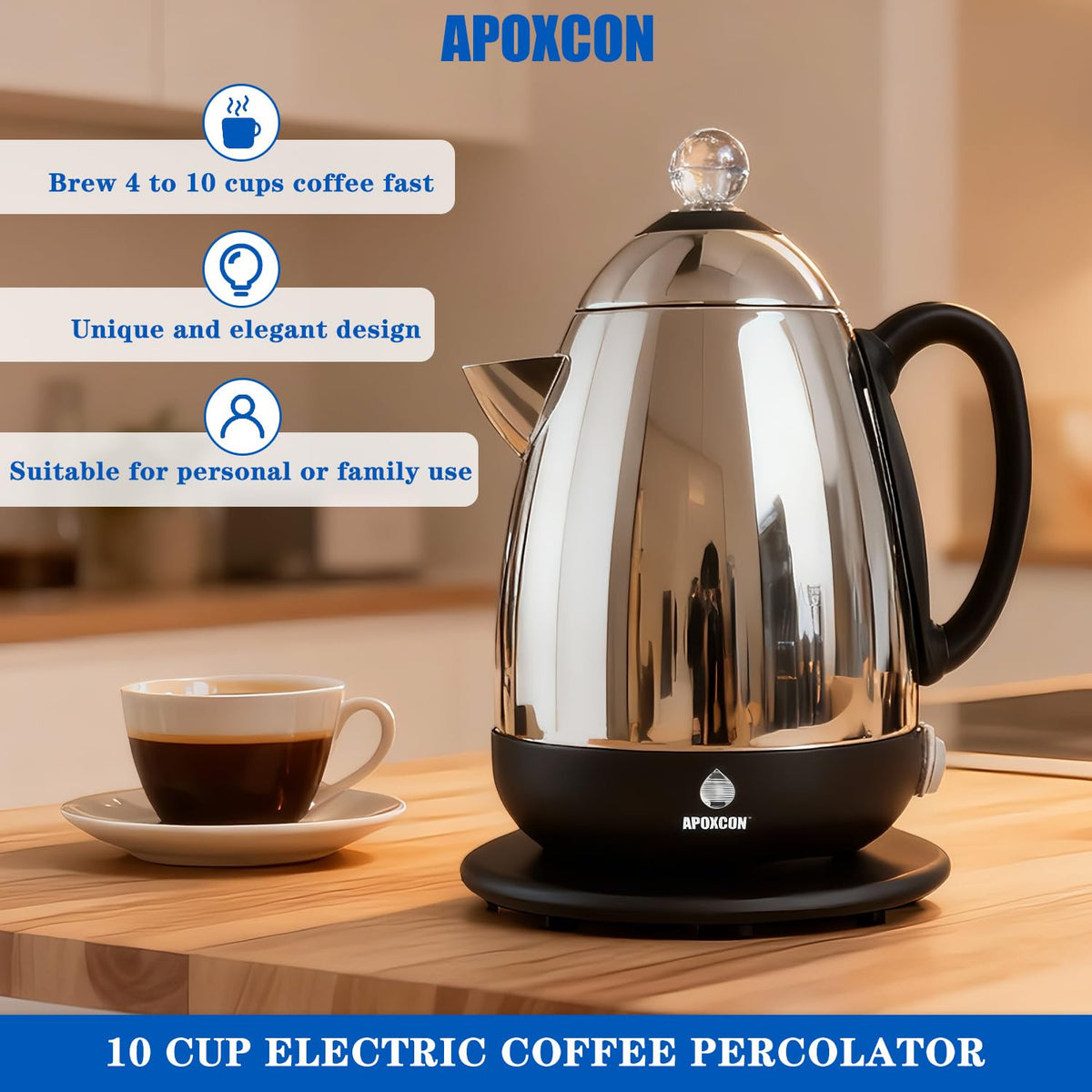 Electric Stainless Steel Coffee Percolator 10 Cup T70506