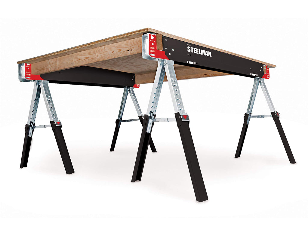 Adjustable Height Folding Steel Sawhorses Set of Two P1762