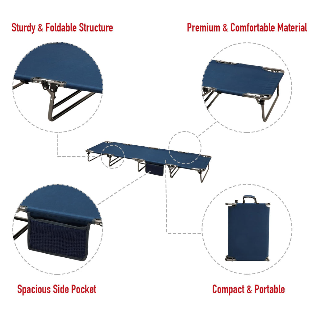 Portable Folding Camping Cot with Pillow Blue 2PC W217350