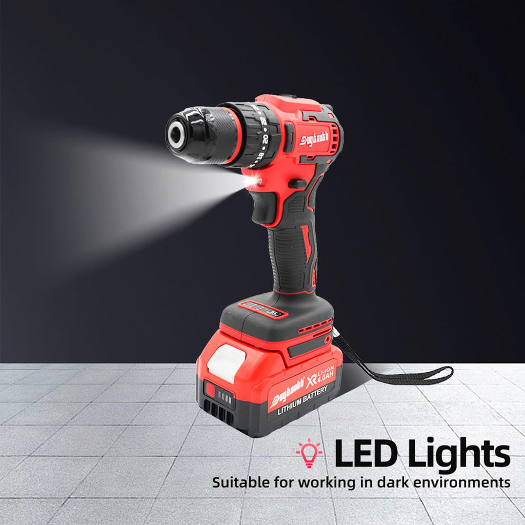 21V Cordless Drill Driver Electric Screwdriver Set with 2 Batteries and Charger Q166683