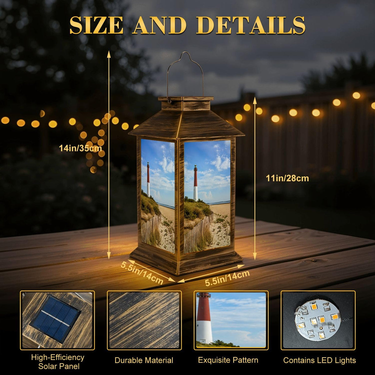 Solar Lantern Outdoor Waterproof LED Hanging Tabletop Lamp E3150