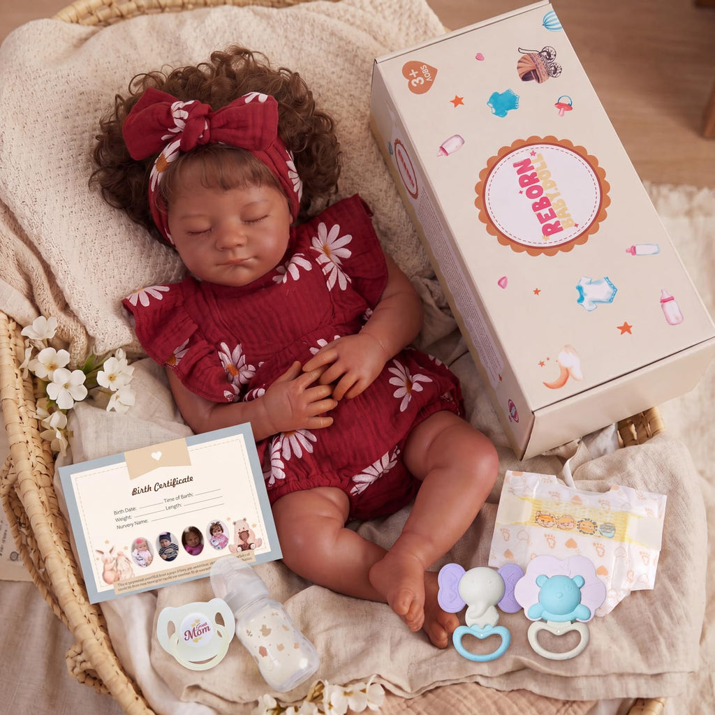 20 Inch Reborn Baby Dolls Black Girl with Accessories Set W994