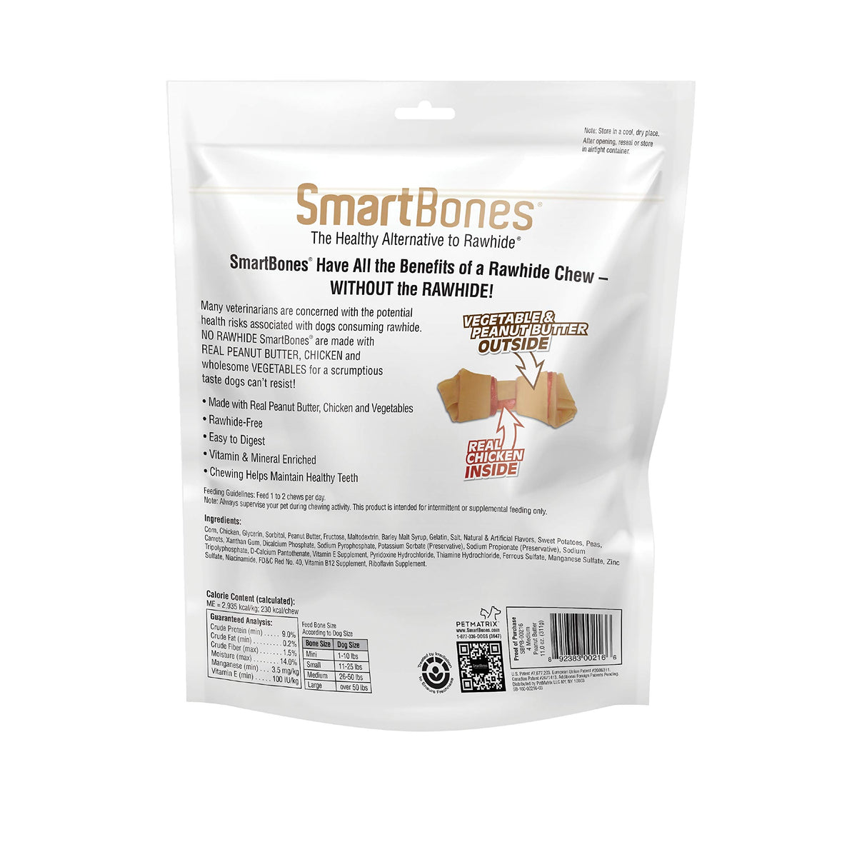 Medium Rawhide-Free Dog Treat with Peanut Butter, 4 Count Y1869