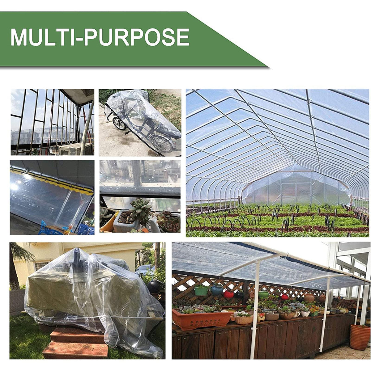 3x3ft Heavy Duty Waterproof Clear Poly Tarp with Grommets E309511