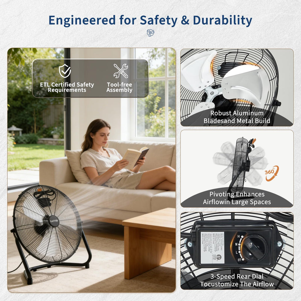 20 Inch 3 Speed High Velocity Floor Fan R578548