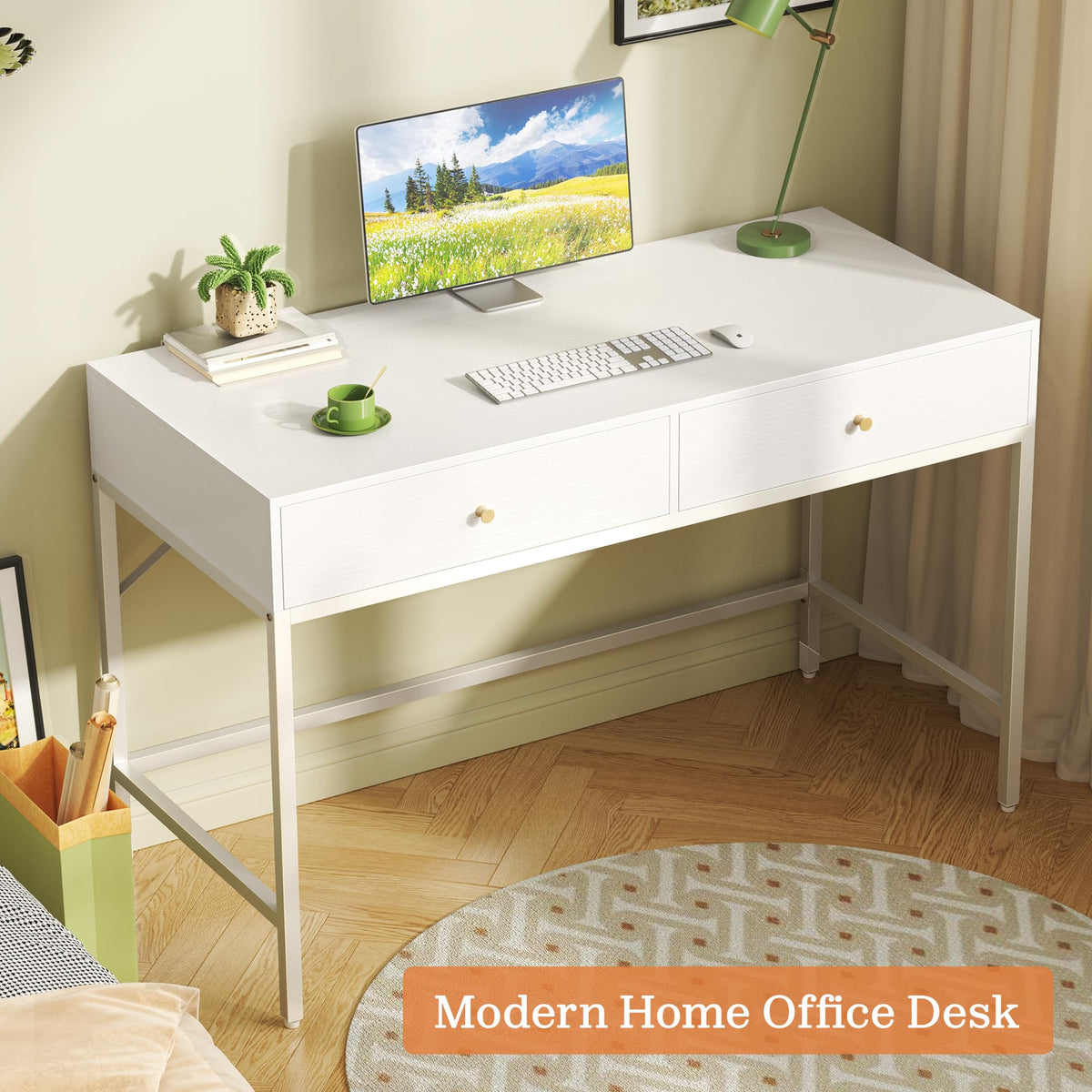 White Vanity Desk with Drawers A42259