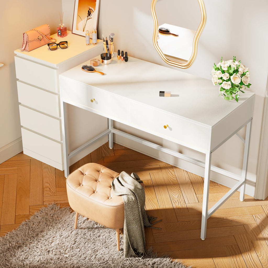 White Vanity Desk with Drawers A42259