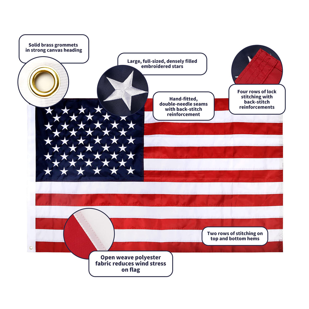 6 Ft Stainless Steel Flag Pole Kit with 3x5 Ft Nylon Flag Q999991