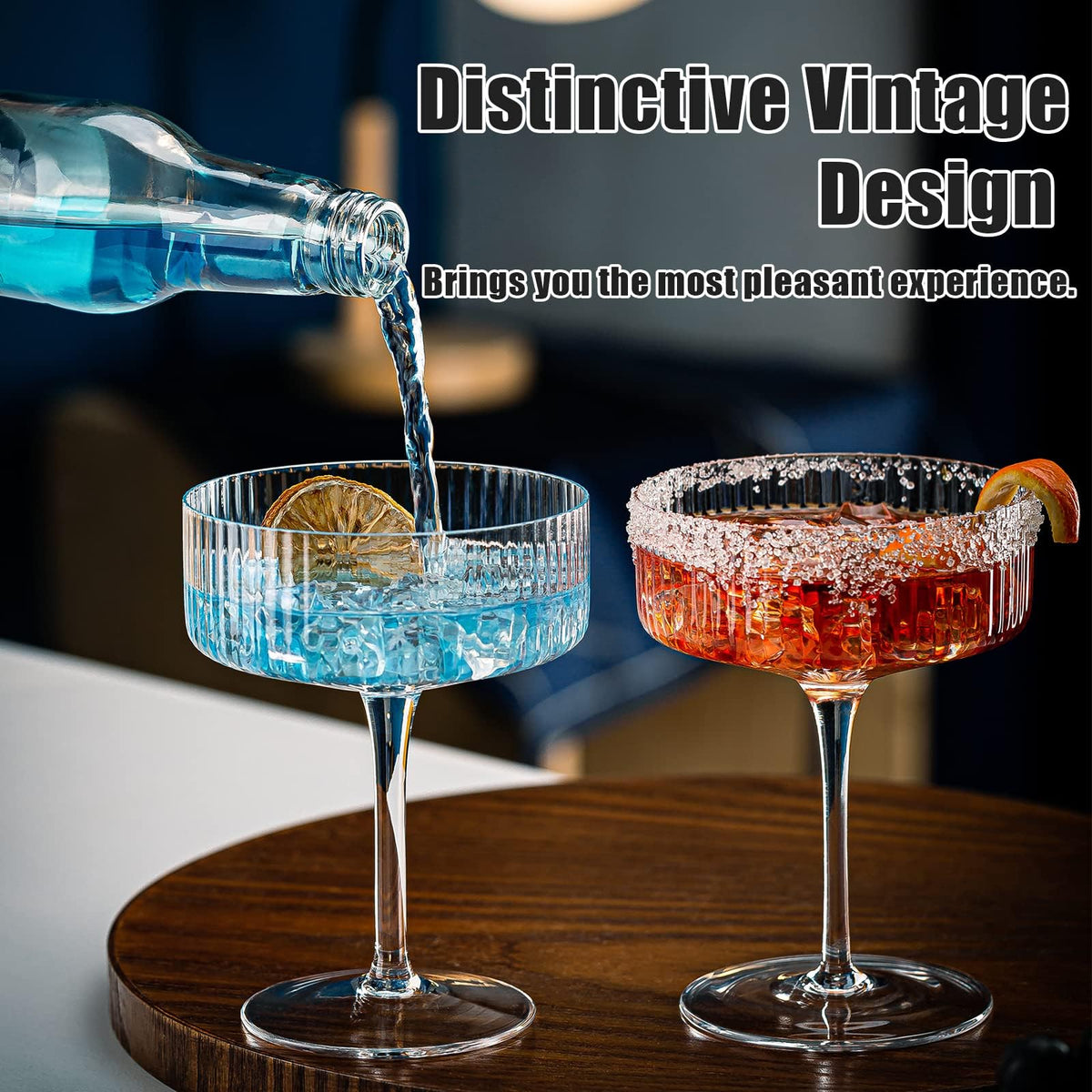 Set of 6 Ribbed Coupe Cocktail Glasses K98548