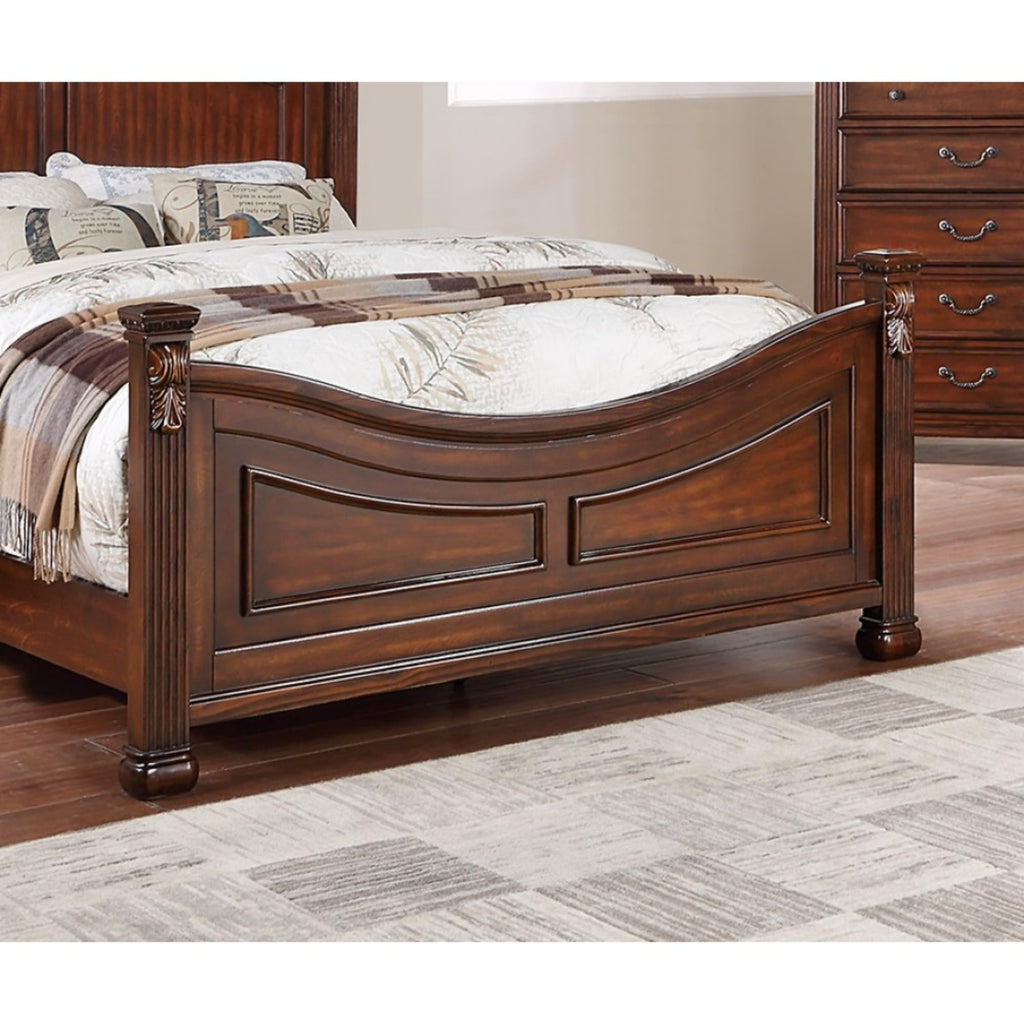King Bed Frame with Ornate Post Headboard Solid Pine Wood Z874147