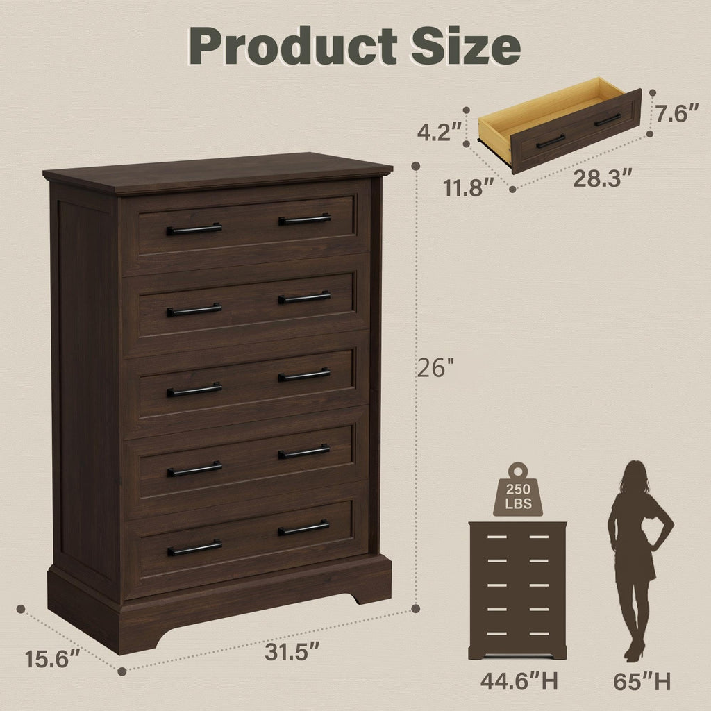 Brown 5 Drawer Dresser U740