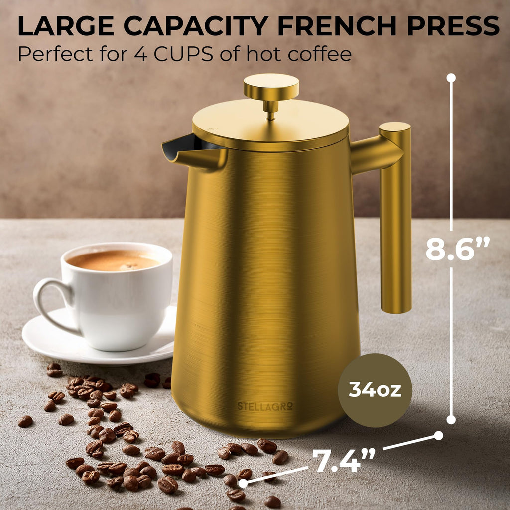 Stainless Steel Double Wall Insulated French Press 34 Oz P599188