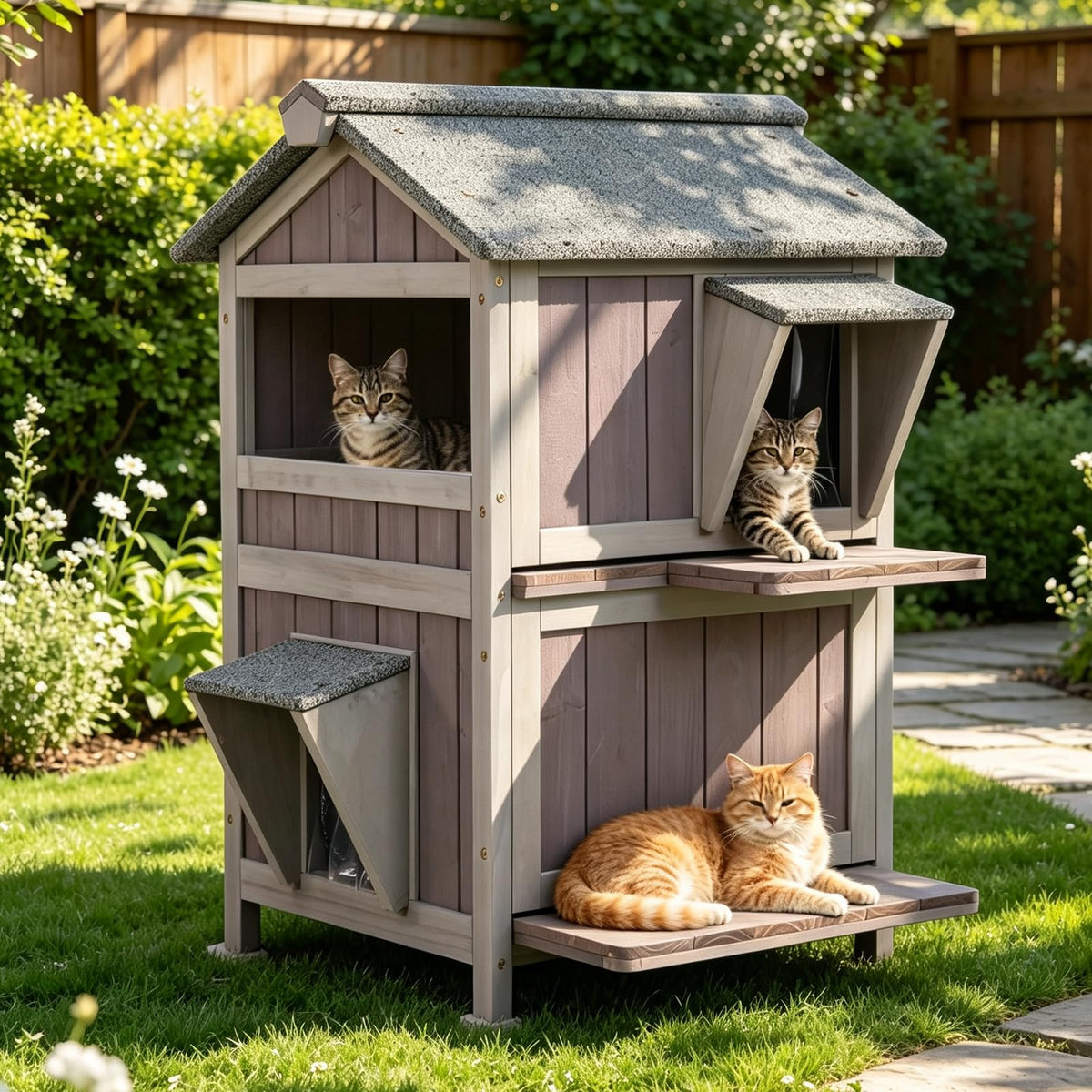 Weatherproof 2 Story Outdoor Cat House K734951