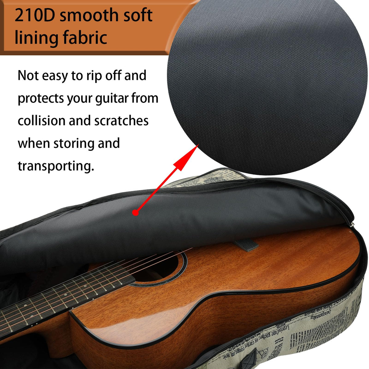 36/38 Inch Acoustic Guitar Gig Bag with 6mm Padding U167017