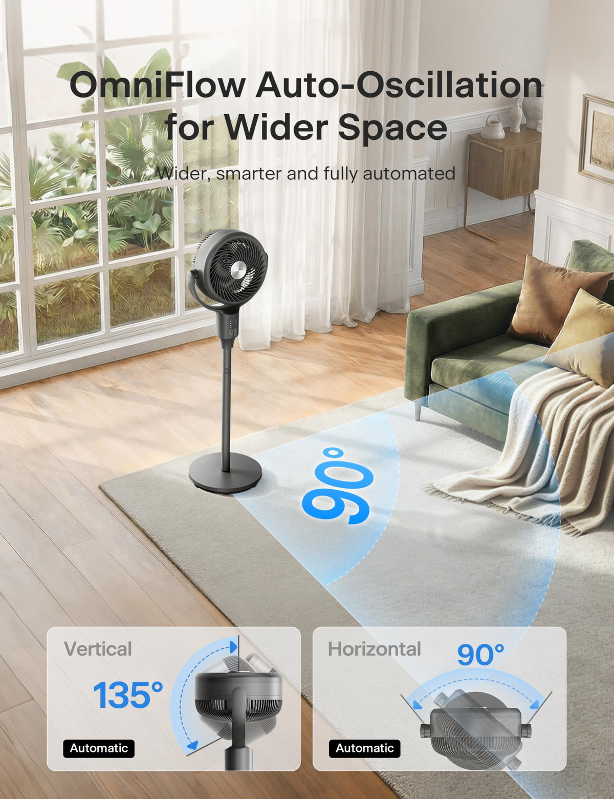 Grey Air Circulator Fan with Remote O3363