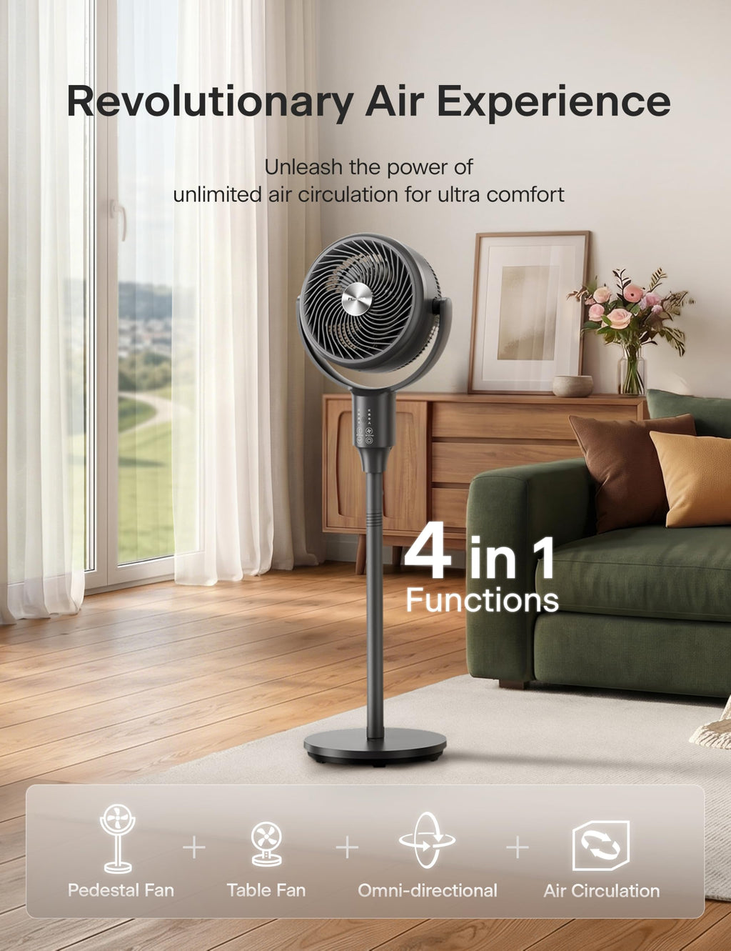 Grey Air Circulator Fan with Remote O3363