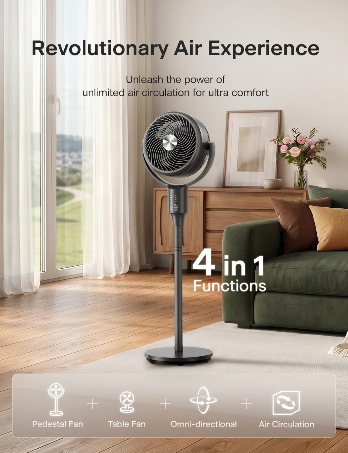 Grey Air Circulator Fan with Remote O3363