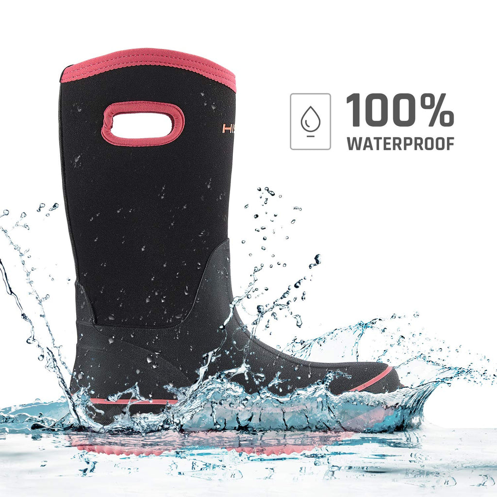 Women Waterproof Mid Calf Neoprene Rubber Rain Boots S95485