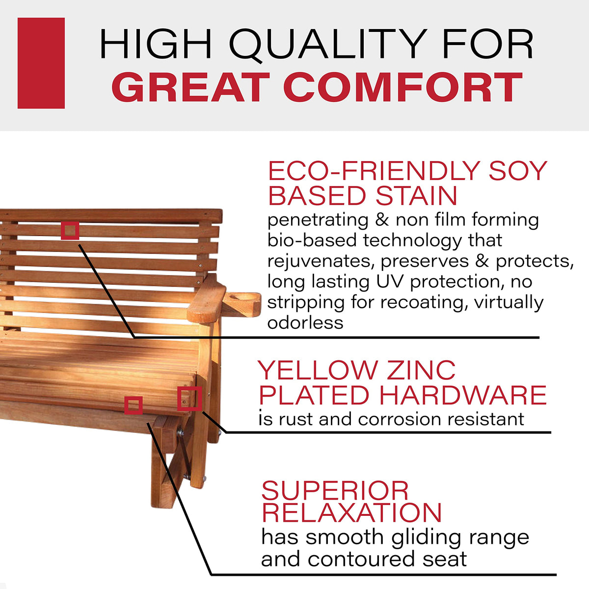 Heavy Duty Roll Back Porch Glider with Cupholders H89551