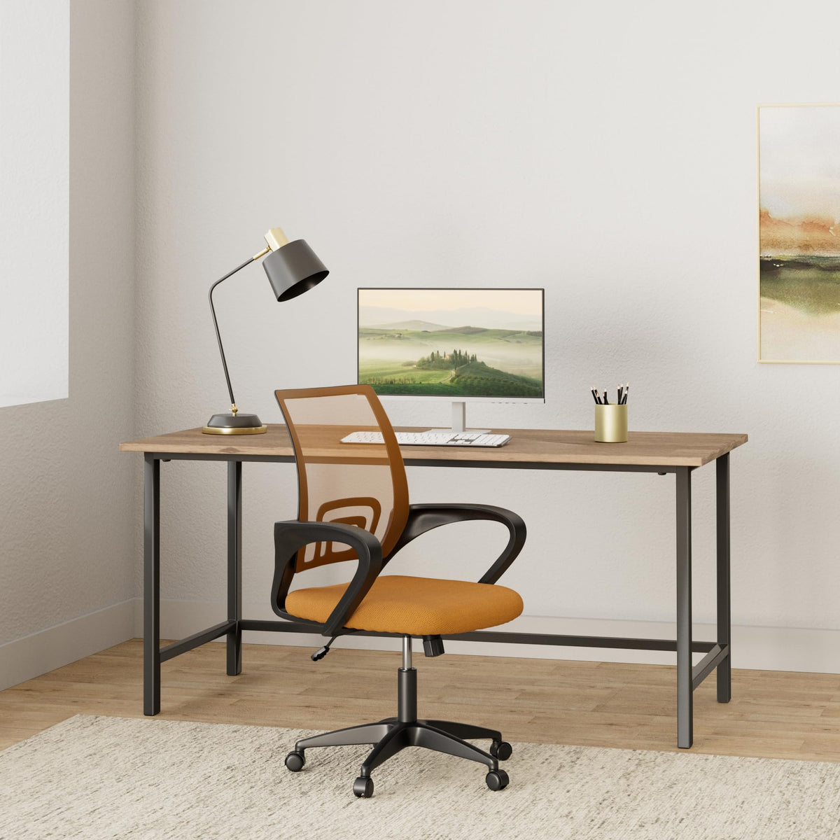 Orange Ergonomic Mid Back Mesh Office Chair D785726
