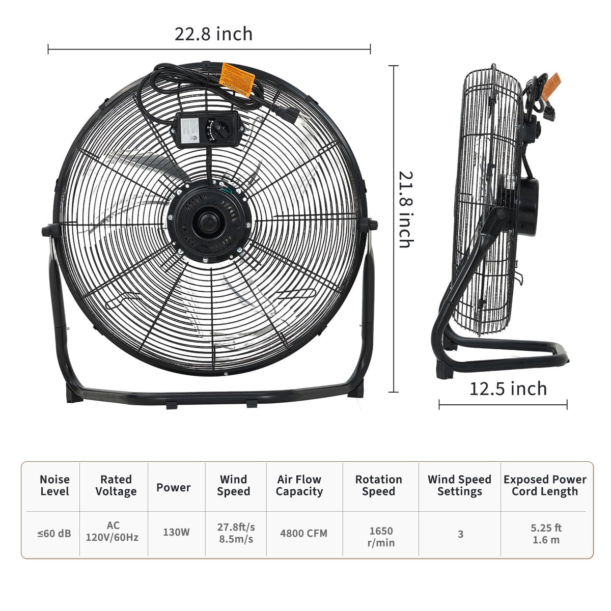 20 Inch 3 Speed High Velocity Floor Fan R578548