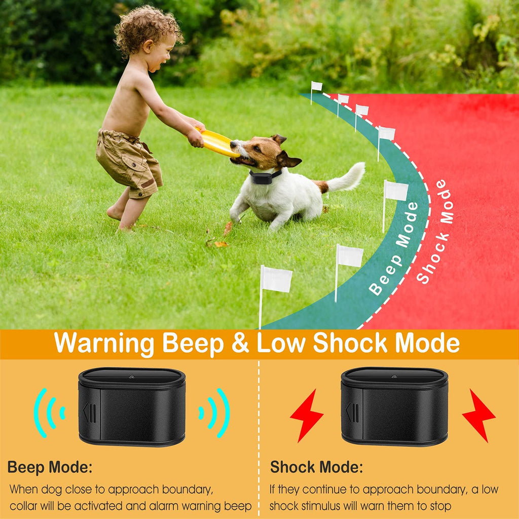Electric Dog Fence System with 2 Collars Q877