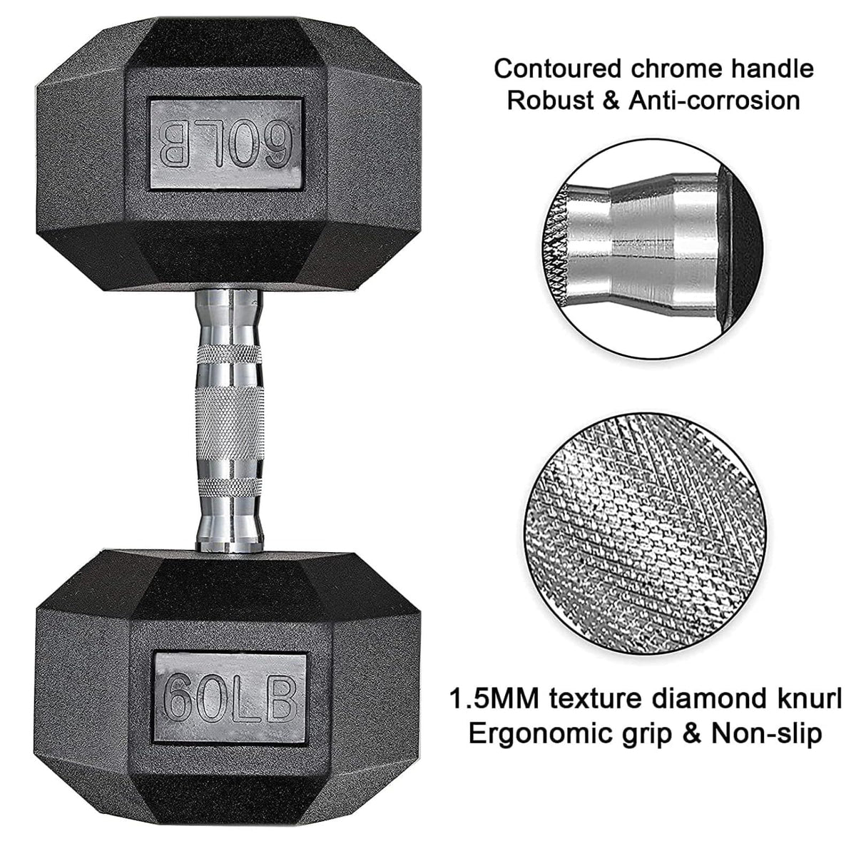 Rubber Coated Hex Dumbbell Set of 2 O508