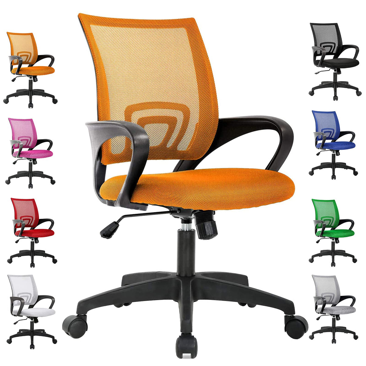 Orange Ergonomic Mid Back Mesh Office Chair D785726