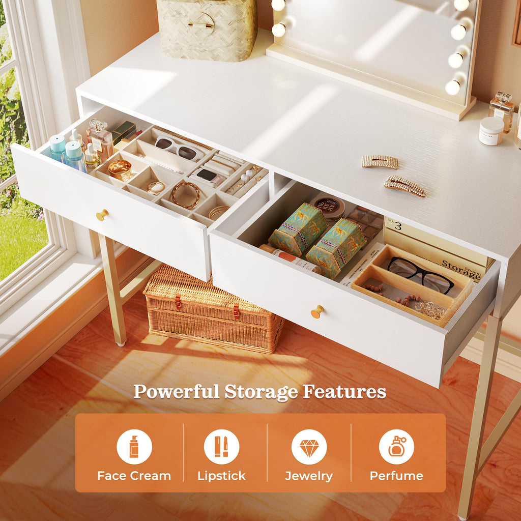 White Vanity Desk with Drawers A42259