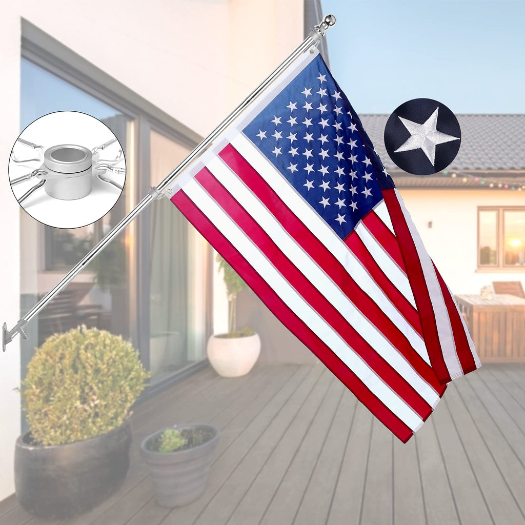 6 Ft Stainless Steel Flag Pole Kit with 3x5 Ft Nylon Flag Q999991