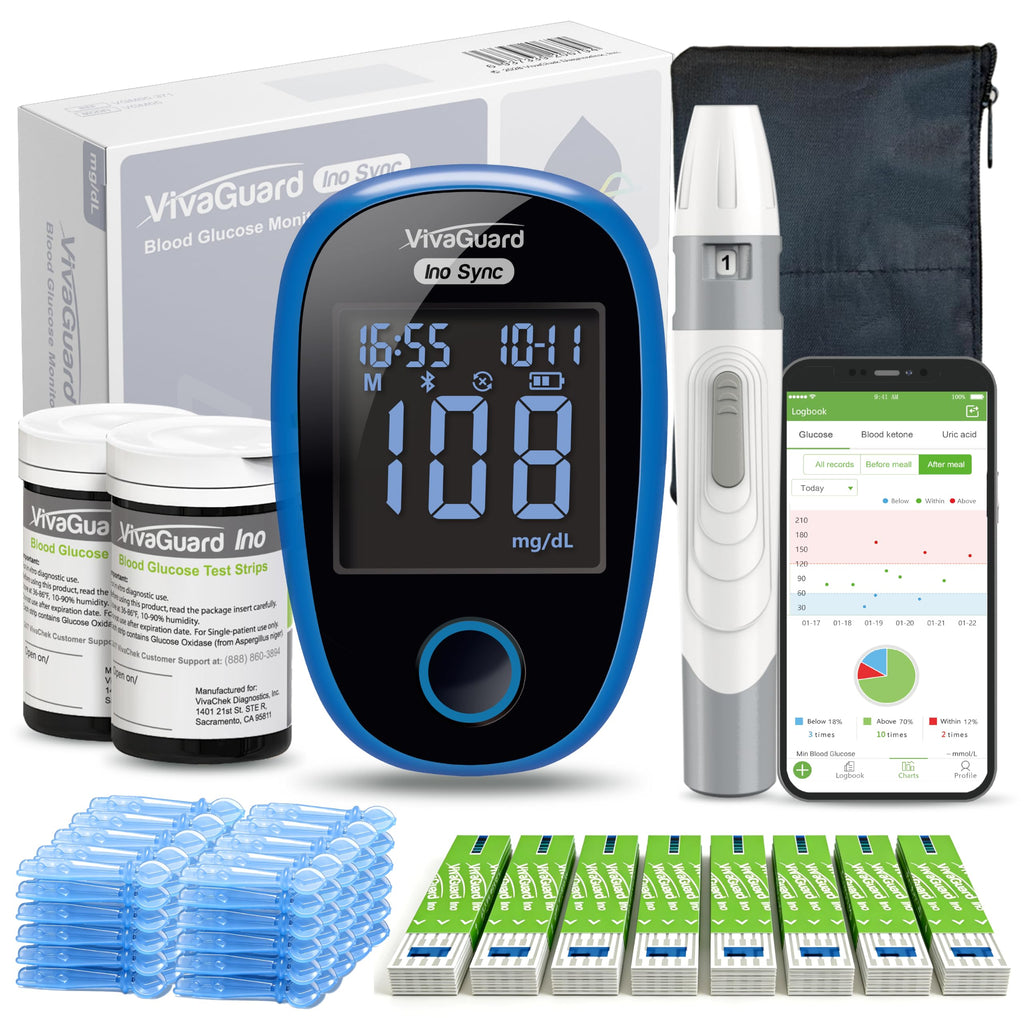 Bluetooth Blood Glucose Monitor Kit, 100 Strips & 100 Lancets G5364