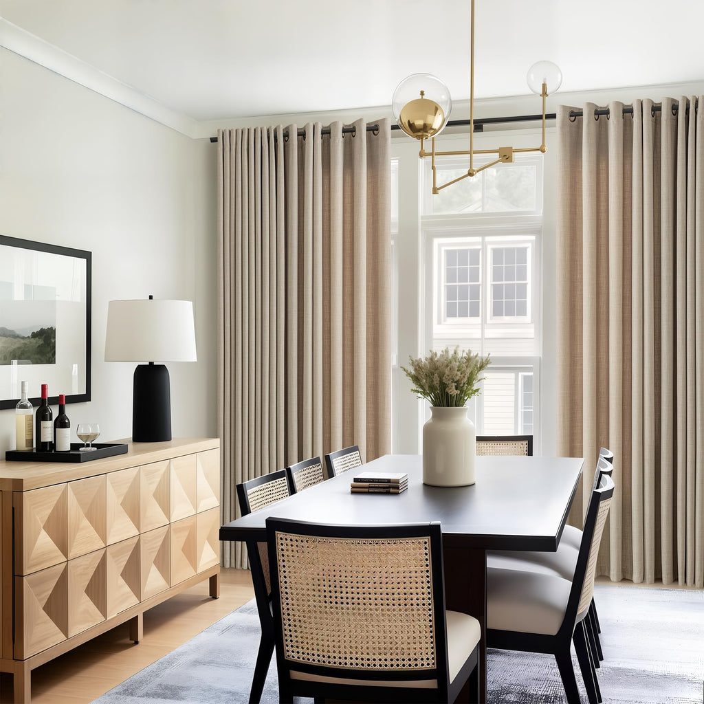 Taupe Linen Textured Grommet Curtains T3635