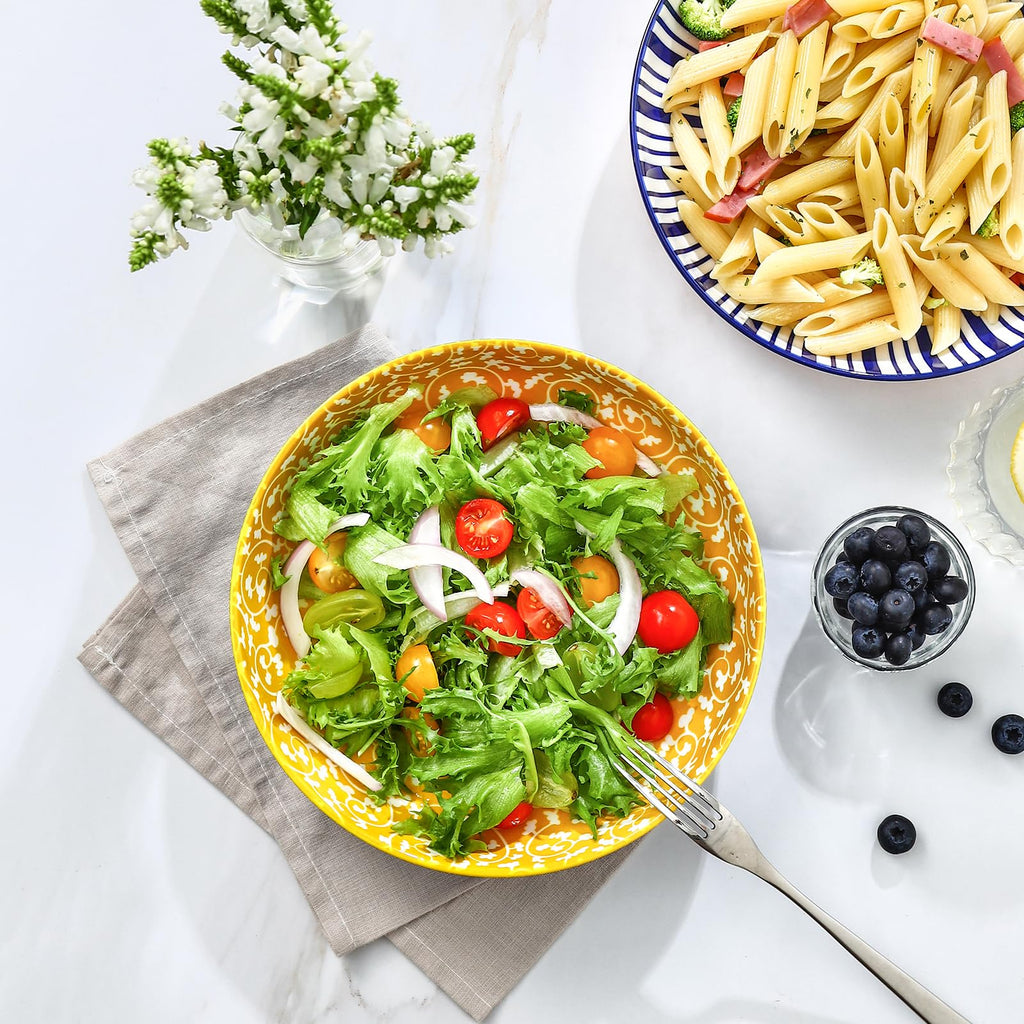 Ceramic Pasta Bowls Set of 4, 34 OZ Y480