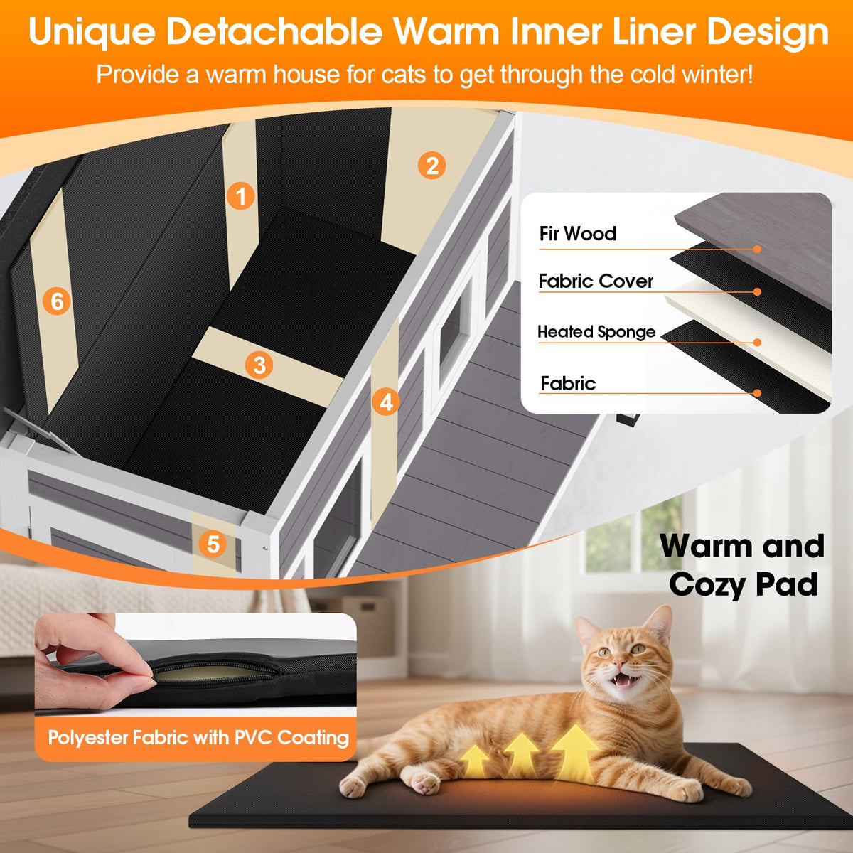 Outdoor Cat House with Insulated Liner Z925583
